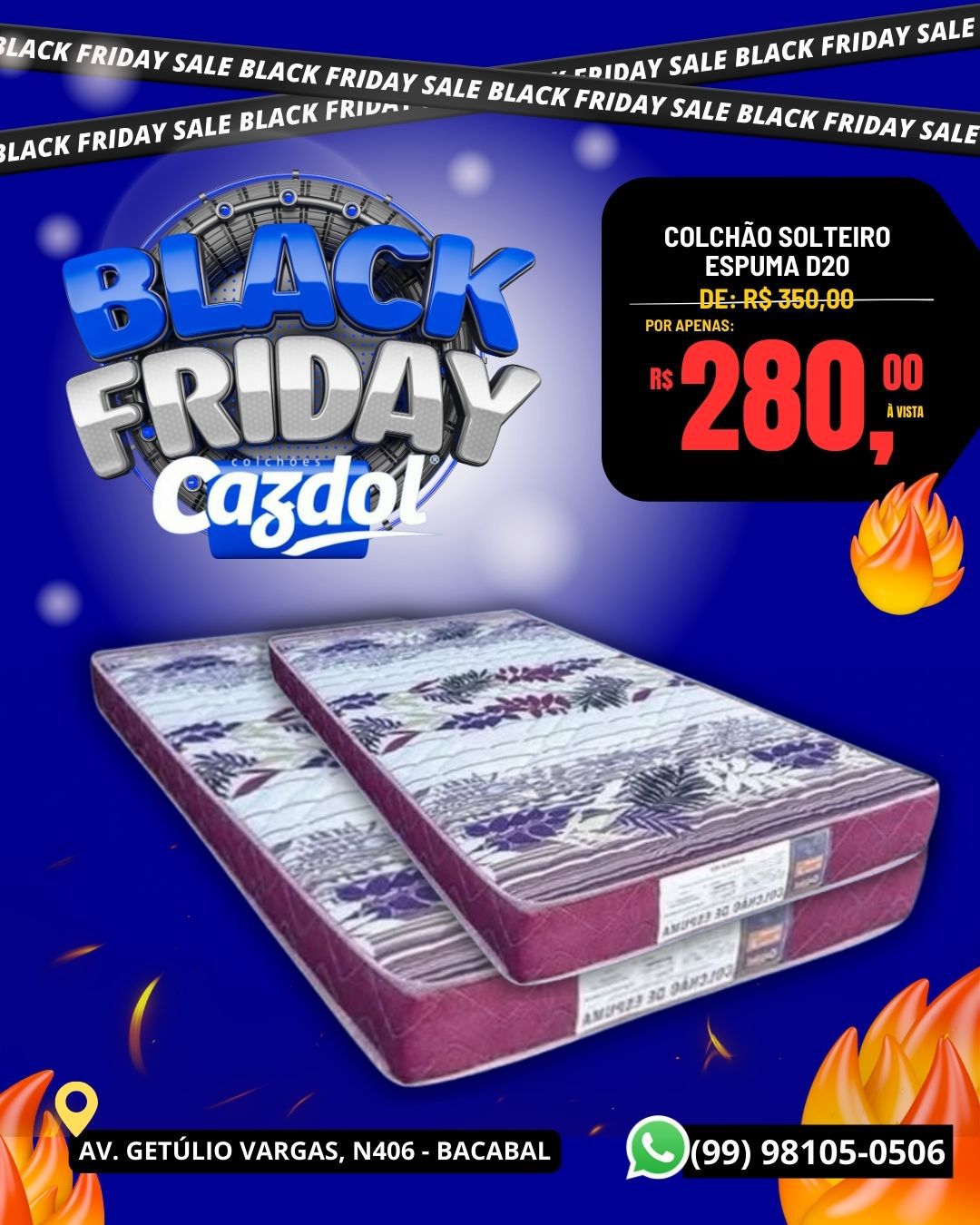 Colchão Solteiro - Espuma D20